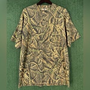 VTG Y2K Mossy Oak Shadow Grass Camo Camouflage Pocket T-Shirt Men’s XL USA Made